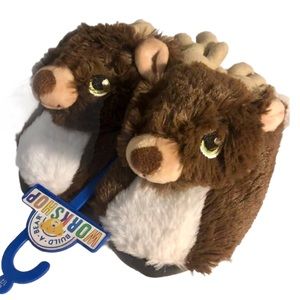NWT Build-A-Bear Kids Reindeer Fuzzy Slippers